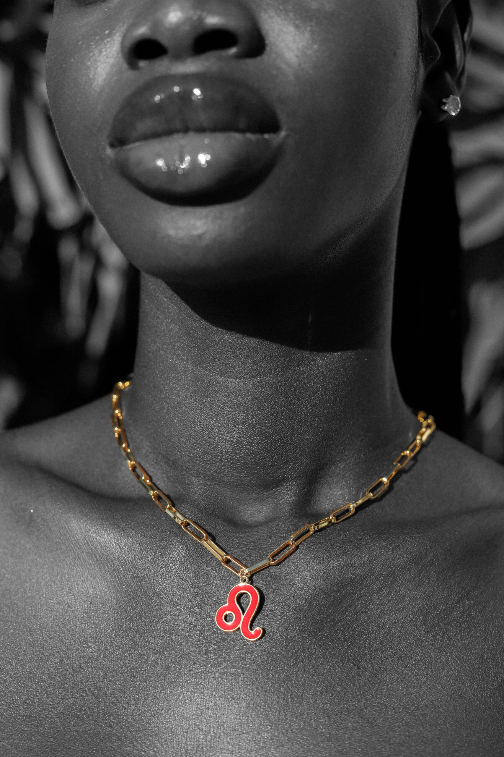 Medalla Leo chapada en oro 18k con esmalte rojo Medalla Leo chapada en oro 18k